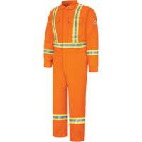 Flame-Resistant Coveralls with Reflective Trim, Size 38, Orange, 12.2 cal/cm² Ontario Packaging