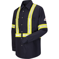 Work Shirt with CSA Reflective Trim, Cotton/Nylon, Medium, High Visibility Orange SDM131 | Ontario Packaging