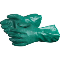 Chemstop Gloves with Crushed Ceramic-Powder Grip Finish, Size Medium/8, 12" L, Nitrile, Cotton Jersey Inner Lining, 40-mil Ontario Packaging