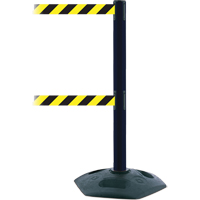 Dual Line Heavy Duty Post, Plastic, 38" H, Black/Yellow Tape, 7.5' Tape Length Ontario Packaging
