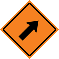 Right Diagonal Arrow Roll-Up Traffic Sign, 36" x 36", Vinyl, Pictogram Ontario Packaging