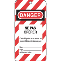 Lockout Tags, Plastic, 3" W x 5-3/4" H, French SE338 | Ontario Packaging