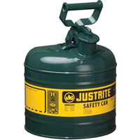 Safety Cans, Type I, Steel, 2 US gal., Green, FM Approved/UL/ULC Listed SEB084 | Ontario Packaging