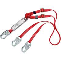 PRO Shock-Absorbing Lanyard, 6', Snap Hook Center, Snap Hook Leg Ends, Polyester Ontario Packaging