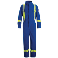 Flame-Resistant Premium Coveralls with Reflective Trim, Size 38, Royal Blue, 5.1 cal/cm² Ontario Packaging