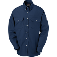 Flame-Resistant Cool Touch&reg; 2 Button Front Deluxe Shirts, Small, Navy Blue Ontario Packaging