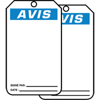 &eacute;tiquettes de s&eacute;curit&eacute; avec ent&ecirc;te vierge, Plastique, 3-1/8" la x 5-7/8" h, Français Ontario Packaging