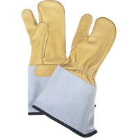 3-Finger Gloves, Medium, Grain Cowhide Palm SED907 | Ontario Packaging