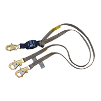 Force2™ Tie-Off Shock-Absorbing Lanyard, 6', E4, Snap Hook Center, Snap Hook Leg Ends, Polyester SEJ425 | Ontario Packaging