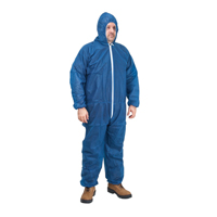 Hooded Coveralls, Medium, Blue, Polypropylene Ontario Packaging
