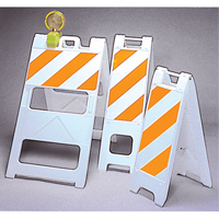 Barricades, Folding, 25" L x 45" H, Orange/White Ontario Packaging
