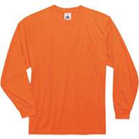 GloWear 8091 Non-Certified Long Sleeve T-Shirt, Polyester, Small, High Visibility Orange Ontario Packaging