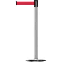 Slimline TensaBarrier&reg; Barrier Post, Steel, 38" H, Red Tape, 7.5' Tape Length Ontario Packaging