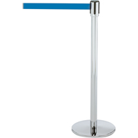 Slimline TensaBarrier&reg; Barrier Post, Steel, 38" H, Blue Tape, 7.5' Tape Length Ontario Packaging
