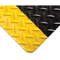 Tapis Diamond-Plate pour tableau de contr&ocirc;le no 701, 3' la x 75' lo, 1/4" &eacute;paisseur, Noir/Jaune, PVC Ontario Packaging