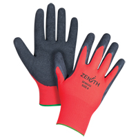 Black & Red Crinkle Grip Coated Gloves, 8/Medium, Rubber Latex Coating, 13 Gauge, Polyester Shell SFM542 | Ontario Packaging