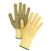 Gants tricot&eacute;s sans couture &agrave; pois, Taille Moyen/8, Calibre 7, Rev&ecirc;tement PVC, Enveloppe en Kevlar, ASTM ANSI niveau A2/EN 388 niveau 3 Ontario Packaging