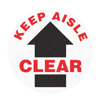 "Keep Aisle Clear" Floor Sign, Adhesive, English with Pictogram Ontario Packaging