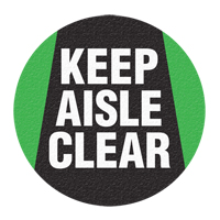 "Keep Aisle Clear" Floor Sign, Adhesive, English with Pictogram Ontario Packaging