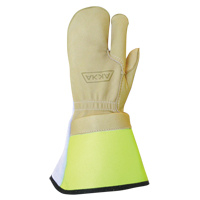 Lineman's 3-Finger Gloves, Medium, Grain Cowhide Palm SGE178 | Ontario Packaging