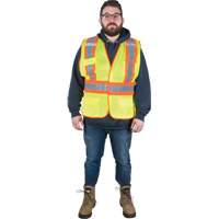 Flame-Resistant Surveyor Vest, High Visibility Lime-Yellow, Medium, Polyester Ontario Packaging