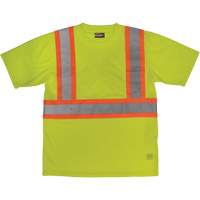 Short-Sleeved Safety T-Shirt with Pocket, Polyester, Large, High Visibility Lime-Yellow Ontario Packaging
