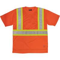 Short-Sleeved Safety T-Shirt with Pocket, Polyester, Large, High Visibility Orange Ontario Packaging