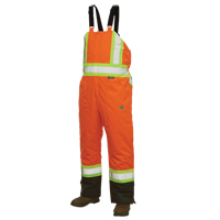 Salopettes de s&eacute;curit&eacute; doubl&eacute;e, Polyester/Polyur&eacute;thane, Grand, Orange haute visibilit&eacute; Ontario Packaging