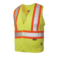 Veste de s&eacute;curit&eacute; d&eacute;tachable en cinq points, Jaune lime haute visibilit&eacute;, Grand/T-Grand, Polyester Ontario Packaging