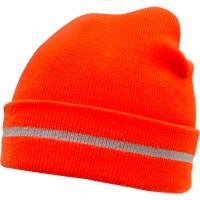 High Visibility Knit Hat with Reflective Stripe, High Visibility Orange, Acrylic Ontario Packaging