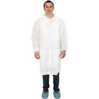 Lab Coat, Polypropylene, White, Medium Ontario Packaging