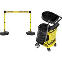 PLUS Barrier Post Cart Kit with Tray, 75' L, Metal, Yellow Ontario Packaging