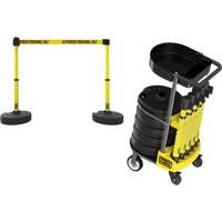 PLUS Barrier Post Cart Kit with Tray, 75' L, Metal, Yellow Ontario Packaging