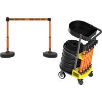 PLUS Barrier Post Cart Kit with Tray, 75' L, Metal, Orange Ontario Packaging
