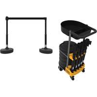 PLUS Barrier Post Cart Kit with Tray, 75' L, Metal, Black Ontario Packaging