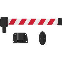 PLUS Wall Mount Barrier System, Plastic, Screw Mount, 15', Red and White Tape Ontario Packaging