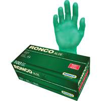 Disposable Gloves with Aloe, Medium, Vinyl, 5-mil, Powder-Free, Green Ontario Packaging
