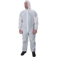 Hooded Coveralls, Medium, White, Polypropylene Ontario Packaging