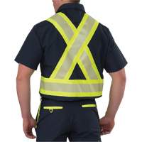 Chemise &agrave; manches courtes haute visibilit&eacute; r&eacute;sistant &agrave; la d&eacute;chirure, Polyester, Petit, Bleu marin Ontario Packaging