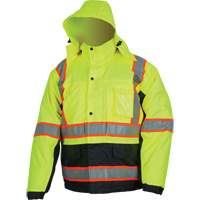 Insulated High Visibility Jacket, Polyester/Polyurethane, High Visibility Lime-Yellow, Small SGO747 | Ontario Packaging