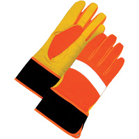 High Visibility Gloves, Size Large, Grain Leather Palm Ontario Packaging