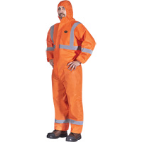 Hooded Coveralls with Reflective Tape, Small, Orange, SMS SGP701 | Ontario Packaging
