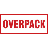 "Overpack" Handling Labels, 6" L x 2-1/2" W, Red on White Ontario Packaging