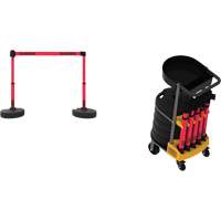 Plus Portable Barrier System Cart Package with Tray, 75' L, Metal/Plastic, Red SGQ815 | Ontario Packaging