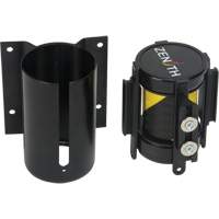 Barri&egrave;re &agrave; fixation murale avec ruban magn&eacute;tique, Acier, Fixation par vis, 7', Ruban Noir et jaune Ontario Packaging