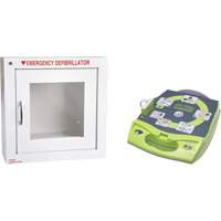 AED Plus&reg; Defibrillator with Alarmed Flush Wall Cabinet, Automatic, English, Class 4 Ontario Packaging