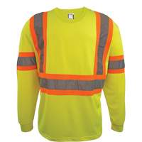 Long Sleeve Safety Shirt, Polyester, 2X-Large, High Visibility Lime-Yellow Ontario Packaging