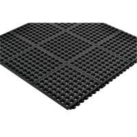 Cushion-Ease<sup>®</sup> 550 Interlocking Anti-Fatigue Mat, Slotted, 3' x 3' x 3/4", Black, Rubber SGX886 | Ontario Packaging
