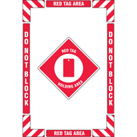 "Red Tag Holding Area" Floor Marking Kit, Adhesive, English with Pictogram Ontario Packaging