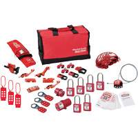 Trousse de cadenassage avec cadenas en thermoplastique de qualit&eacute; sup&eacute;rieure Zenex, Ensemble &eacute;lectrique/Vanne, 34 composants compris Ontario Packaging